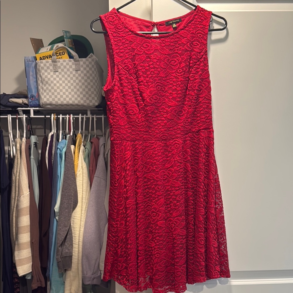 Elegant Red Lace Dress